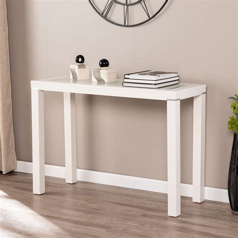 White Parsons Console Table